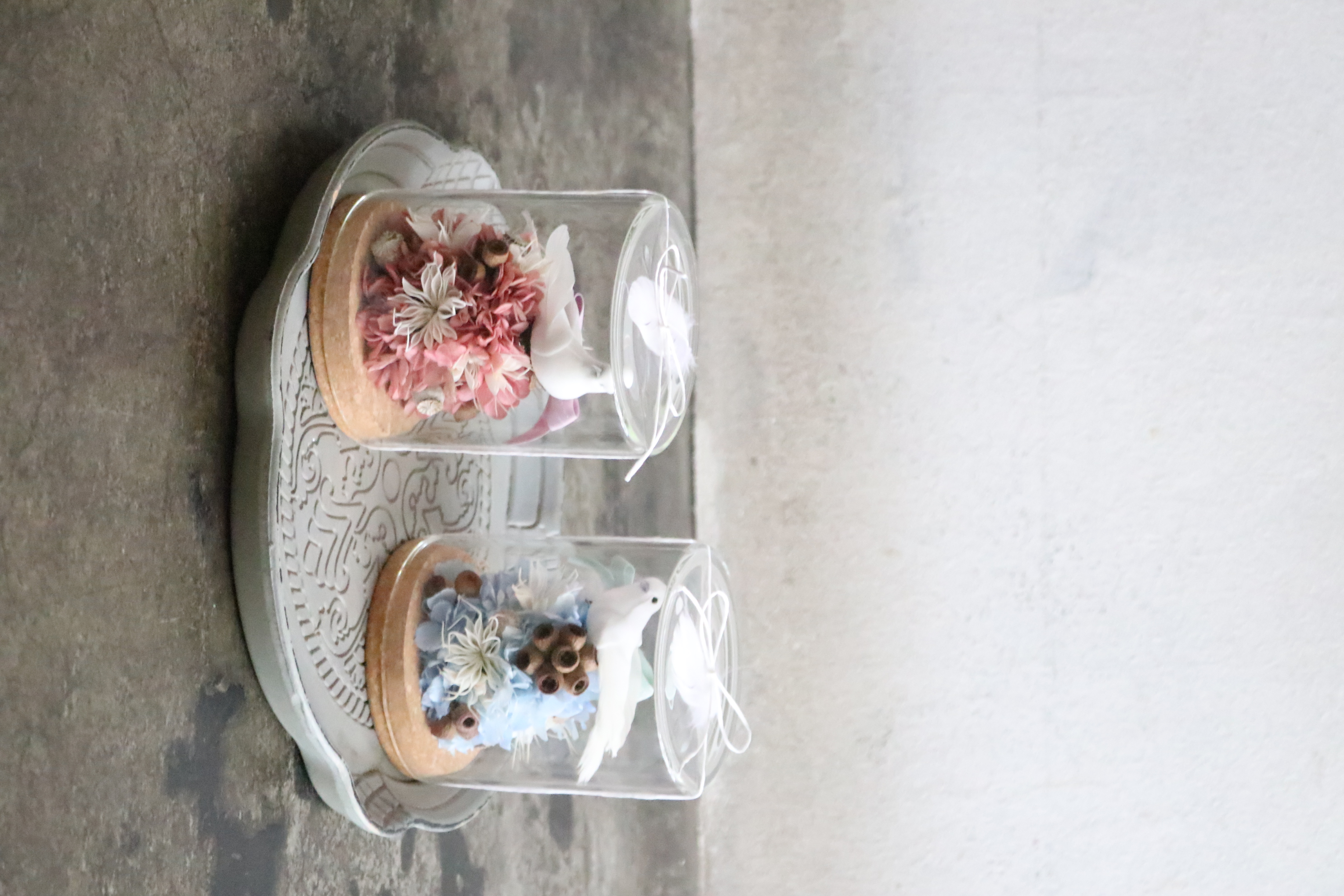 ガラスシリンダー＜花と小鳥＞